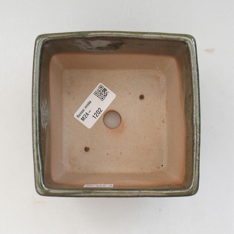 Keramická bonsai miska 11,5 x 11,5 x 9 cm, farba zelená