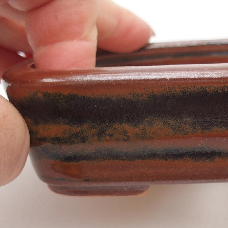 Keramická bonsai miska 11 x 8 x 3 cm, farba hnedočierna