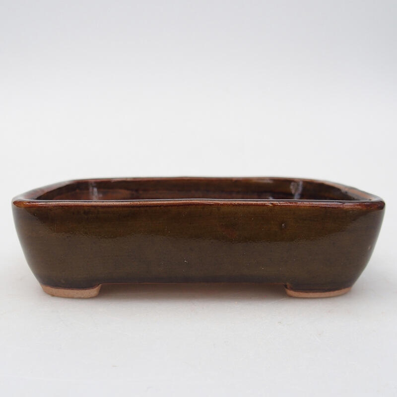 Keramická bonsai miska 12,5 x 9,5 x 3 cm, farba hnedá