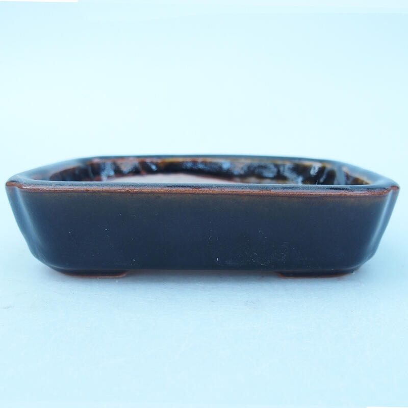 Keramická bonsai miska 12 x 9,5 x 3 cm, farba čiernohnedá