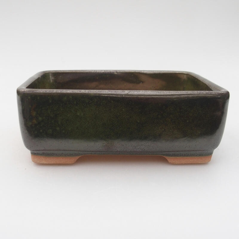 Keramická bonsai miska 14,5 x 11 x 5 cm, farba zelená