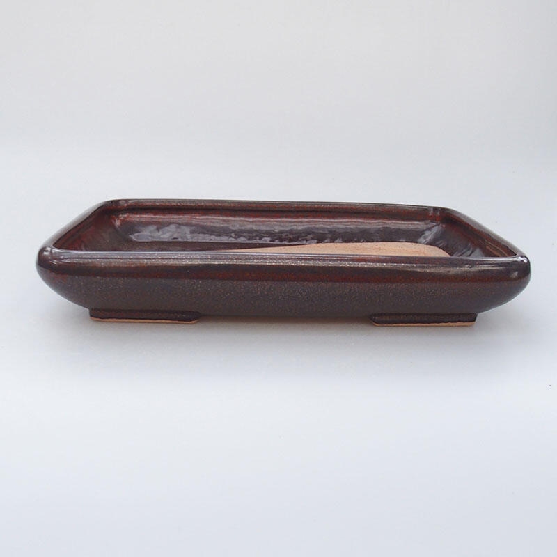 Keramická bonsai miska 23,5 x 17 x 4 cm, farba hnedá