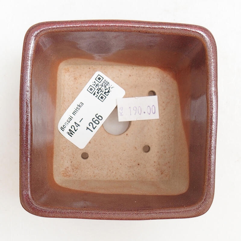 Keramická bonsai miska 8,5 x 8,5 x 5,5 cm, farba vínová