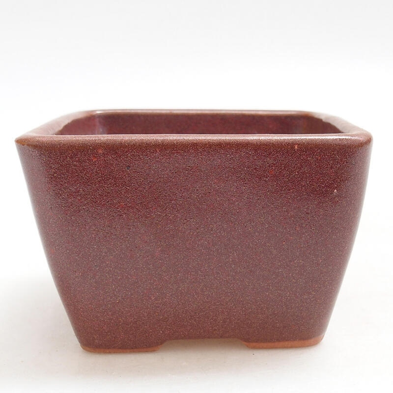 Keramická bonsai miska 8,5 x 8,5 x 5,5 cm, farba vínová