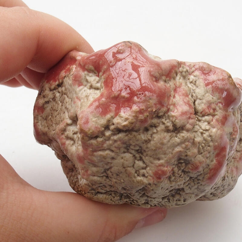 Keramická škrupina 6 x 6 x 4 cm , farba červenobiela