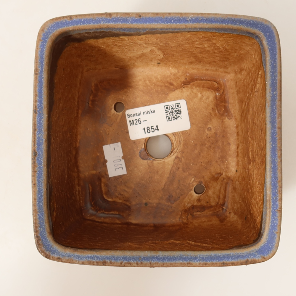 Keramická miska na bonsai 13 x 13 x 8 cm, farba modrá