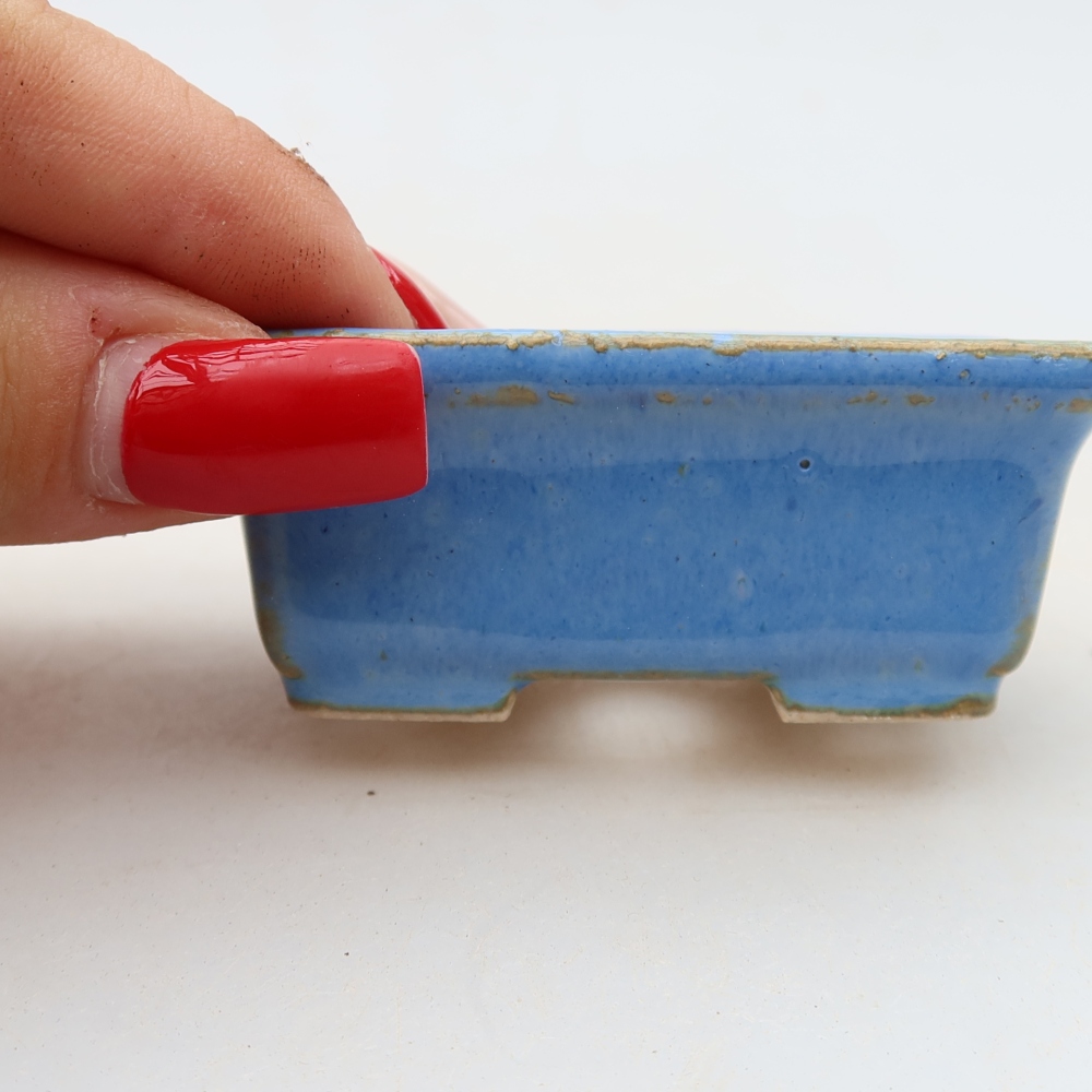Keramická miska na bonsaje 6,5 × 4 × 2,5 cm, farba: modrá