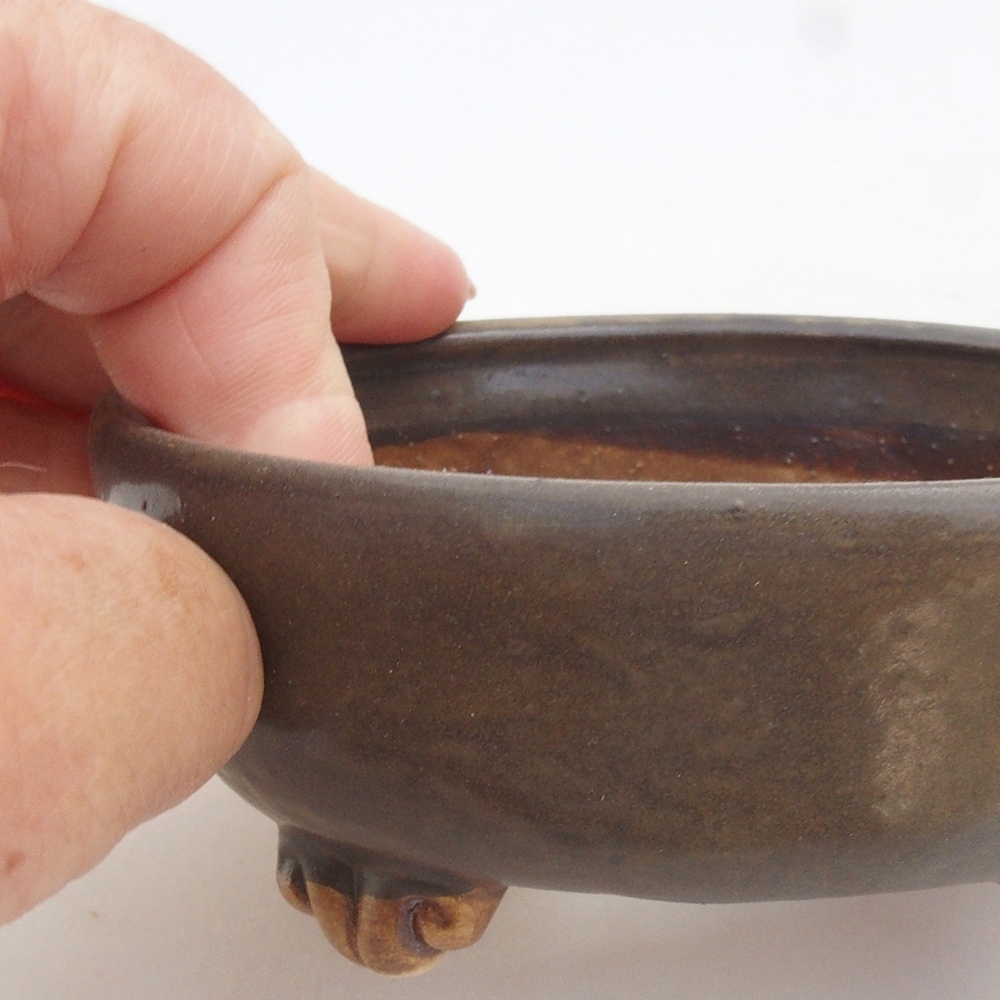 Keramická bonsai miska 10,5 x 10,5 x 4,5 cm, farba hnedá