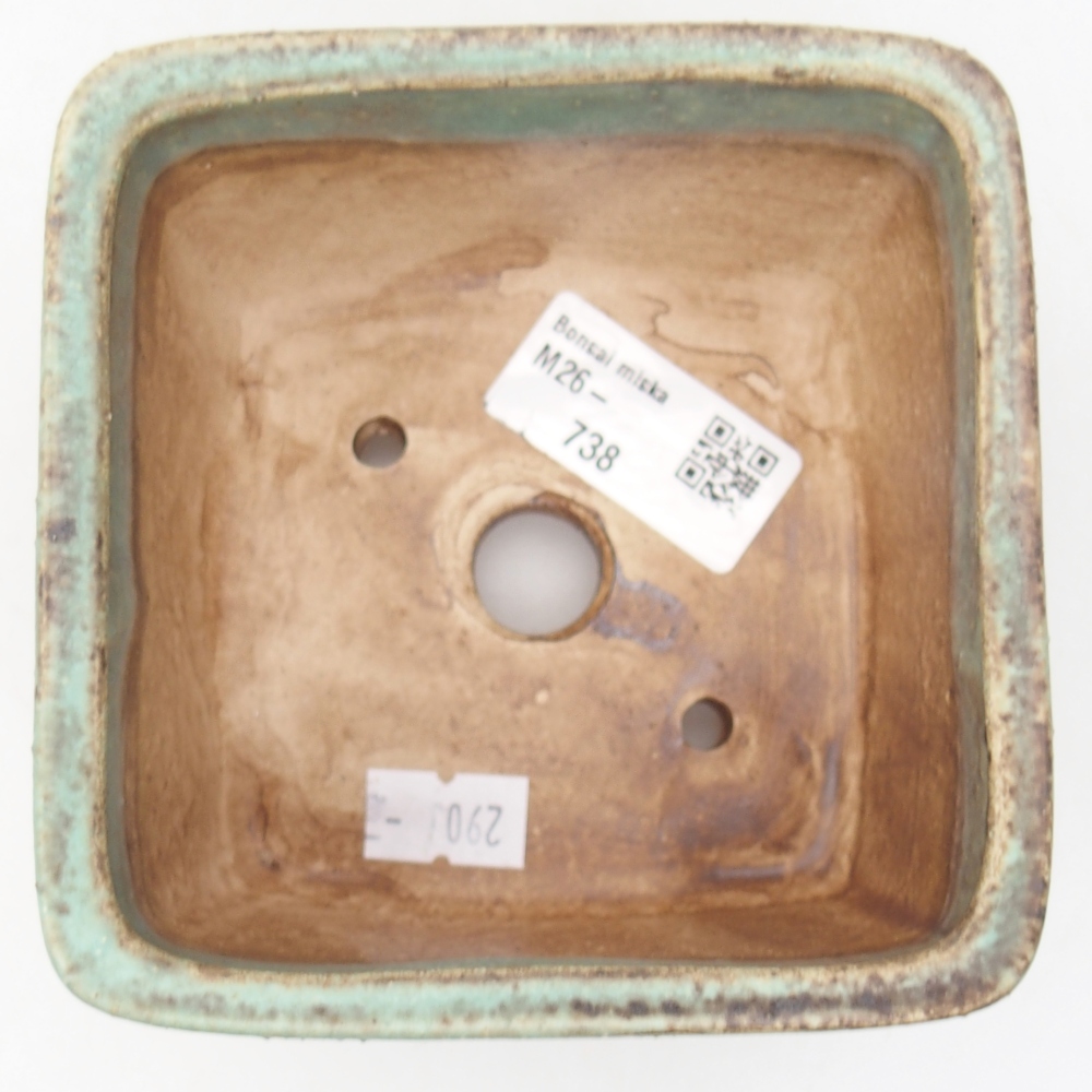 Keramická bonsajová miska 11 x 11 x 7 cm, zelená