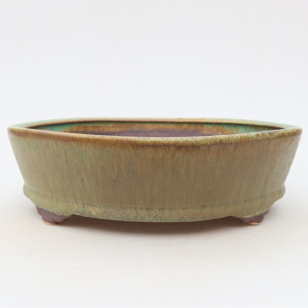 Keramická miska na bonsaje 21,5 x 21,5 x 6 cm, zelená