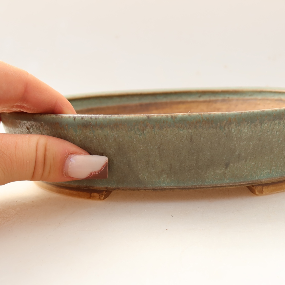 Keramická bonsajová miska 21 x 19 x 4,5 cm, zelená