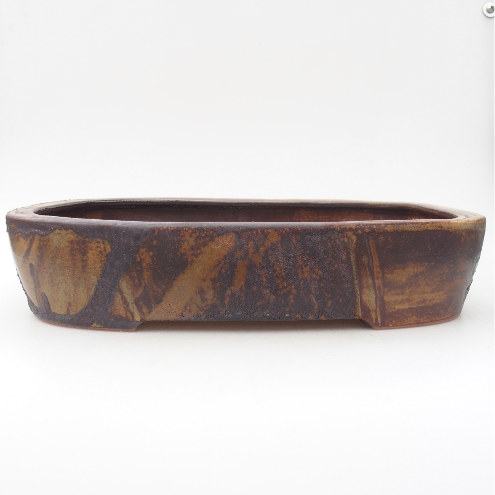 Keramická bonsajová miska 32 x 24,5 x 6,5 cm, farba hnedozelená