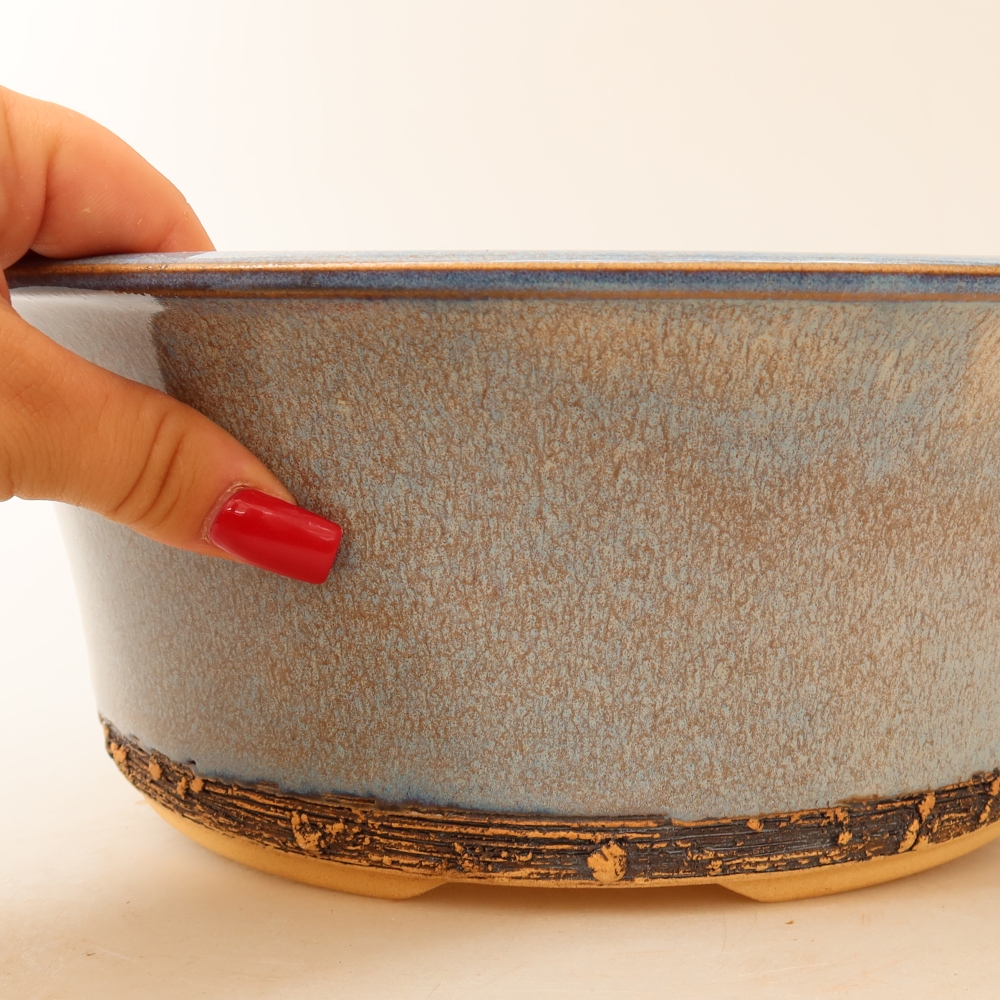 Keramická miska na bonsaje 28,5 x 28,5 x 10,5 cm, farba modrá