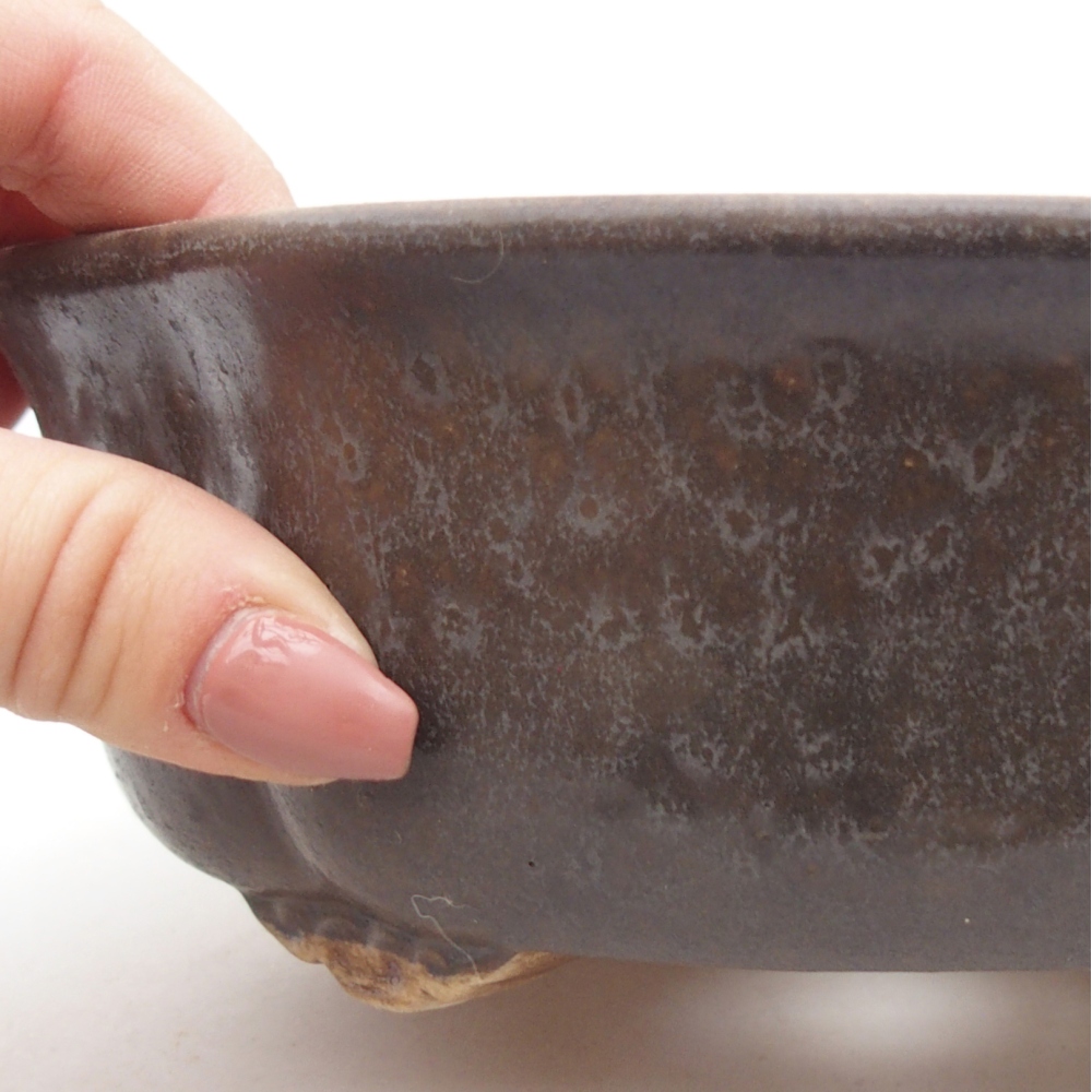 Keramická miska na bonsaje 18,5 x 17 x 6 cm, hnedá