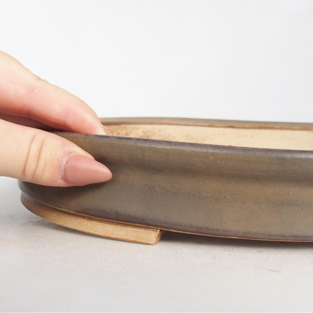 Keramická miska na bonsaje 30,5 x 26,5 x 4 cm, hnedá