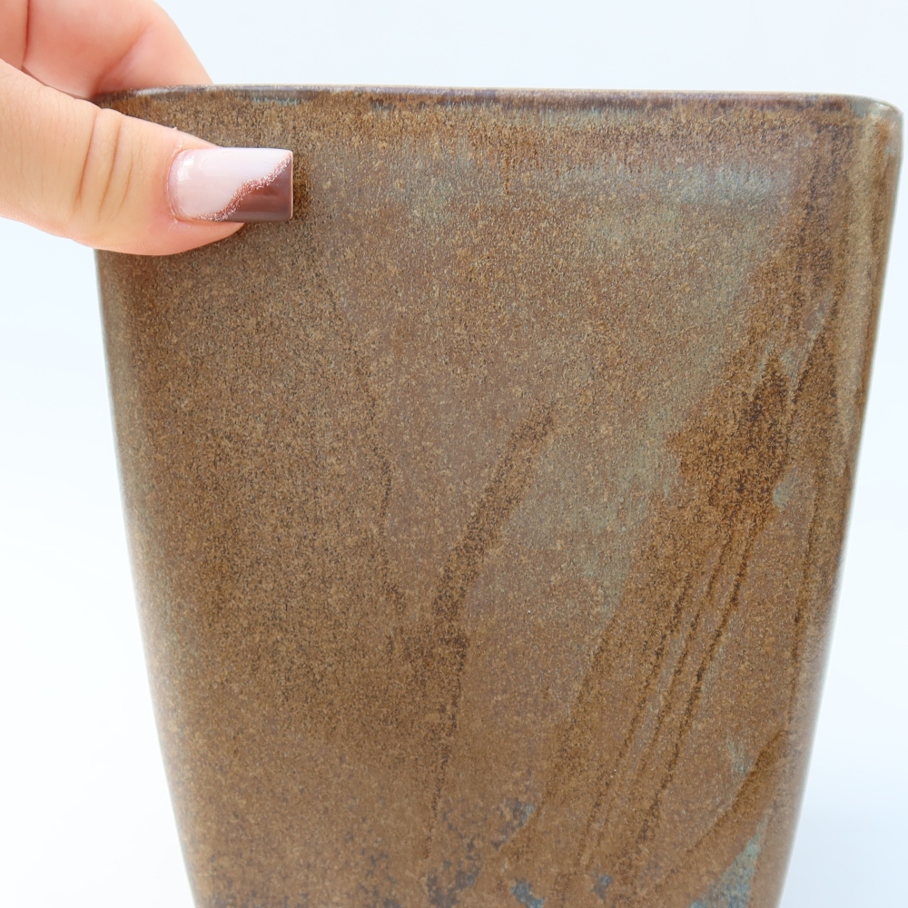 Keramická miska na bonsaje 13,5 x 13,5 x 15 cm, farba hnedá