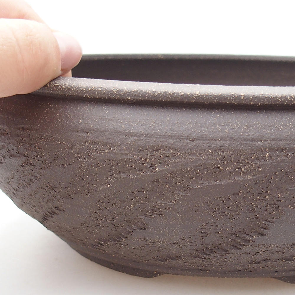 Keramická miska na bonsaje 19,5 x 19,5 x 7 cm, hnedá