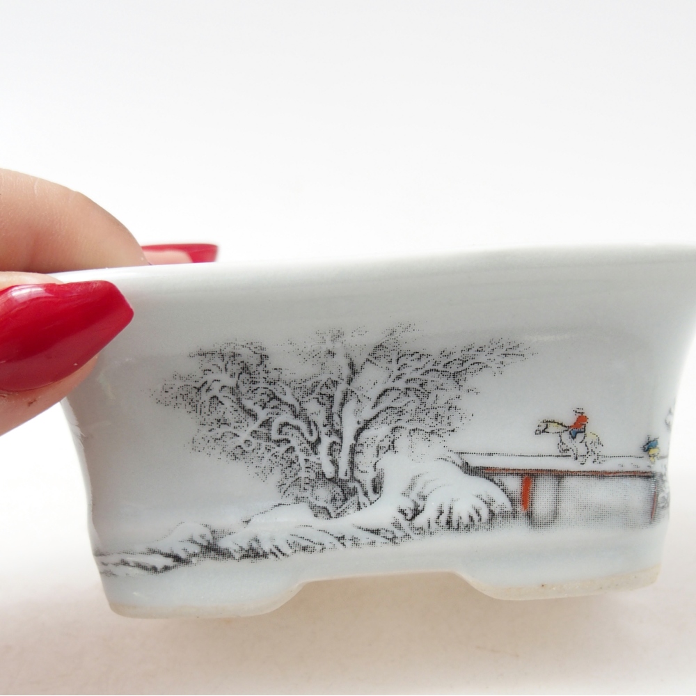 Mini bonsajová miska 10 x 7,5 x 4 cm, farba biela