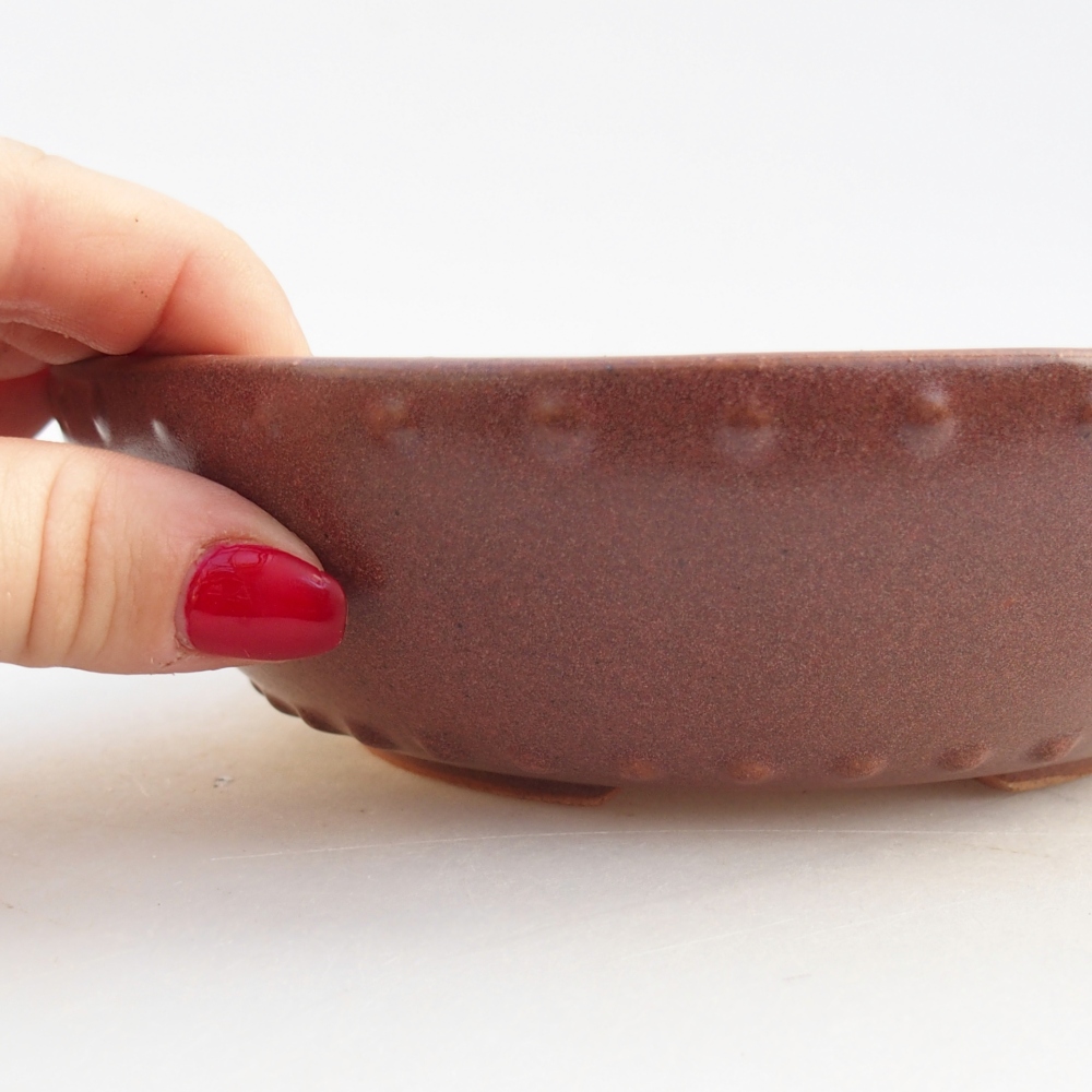 Keramická miska na bonsaje 17,5 x 17,5 x 5 cm, farba bordová