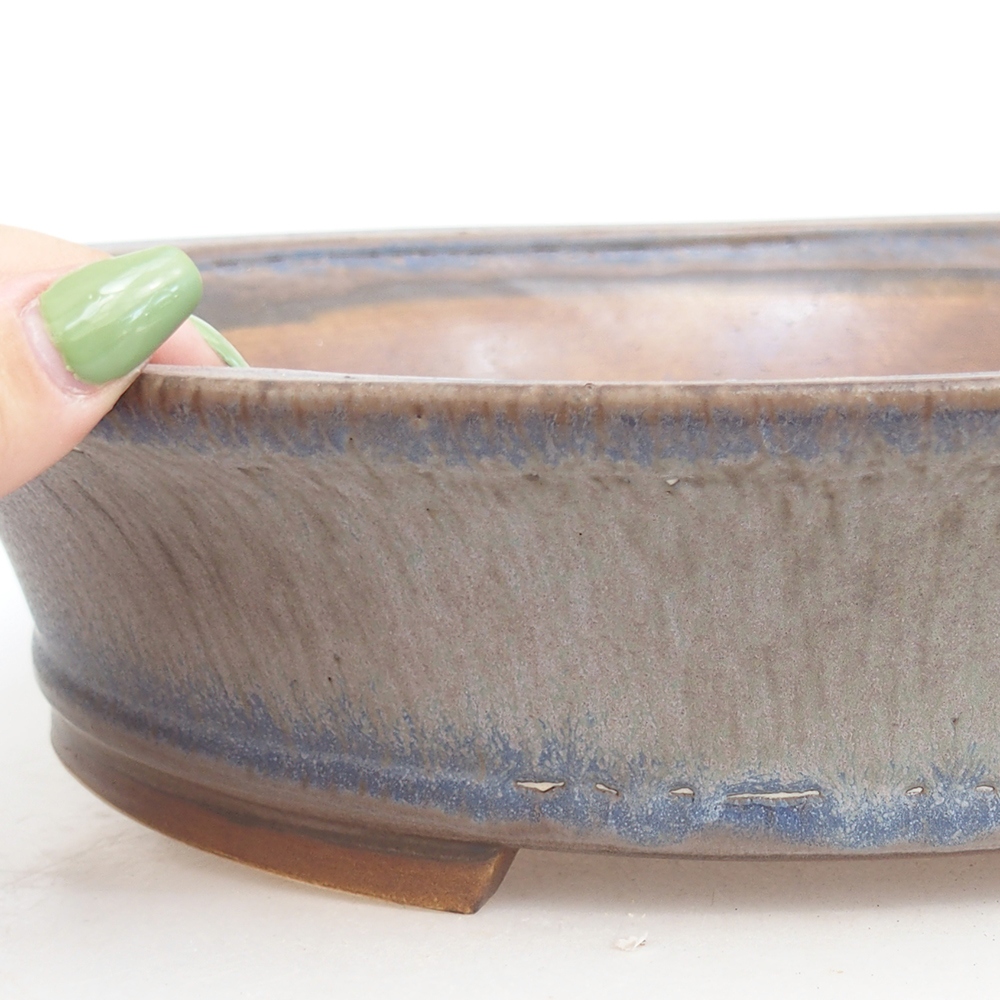 Keramická miska na bonsaje 32,5 x 28 x 7,5 cm, farba modrá
