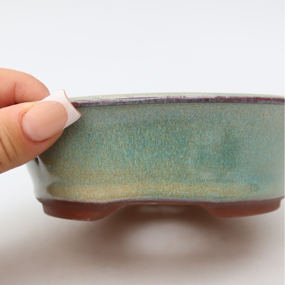 Keramická miska na bonsaje 14,5 x 14,5 x 4,5 cm, farba zelená