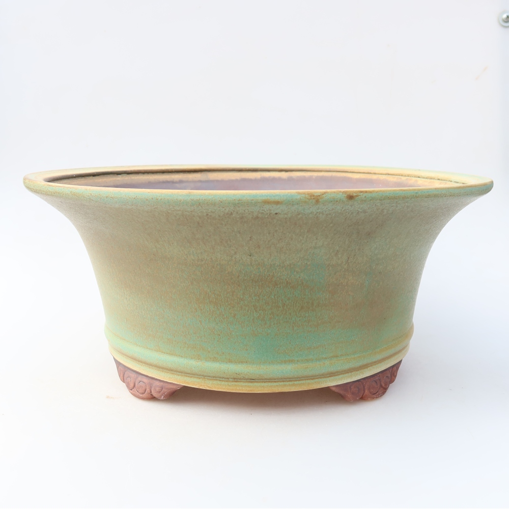 Keramická miska na bonsaje 31,5 x 31,5 x 14,5 cm, farba zelená