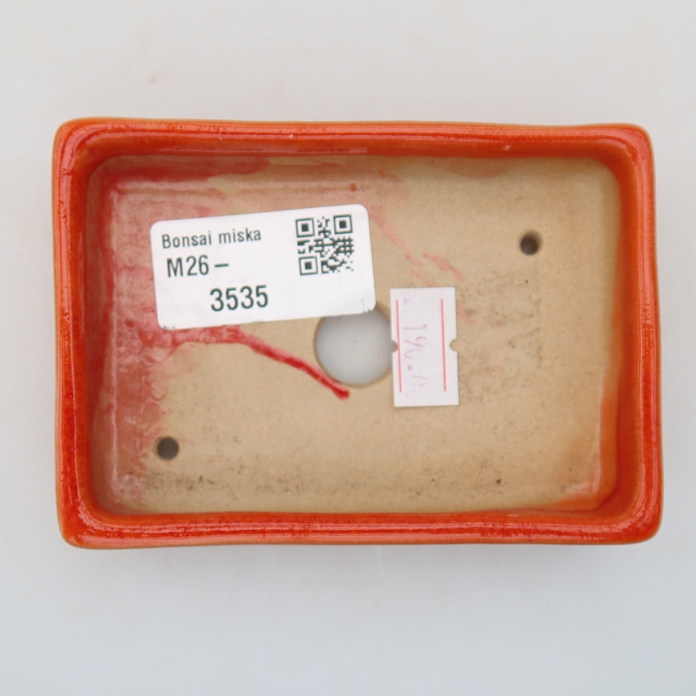 Keramická miska na bonsaje 10 x 7 x 2 cm, farba oranžová