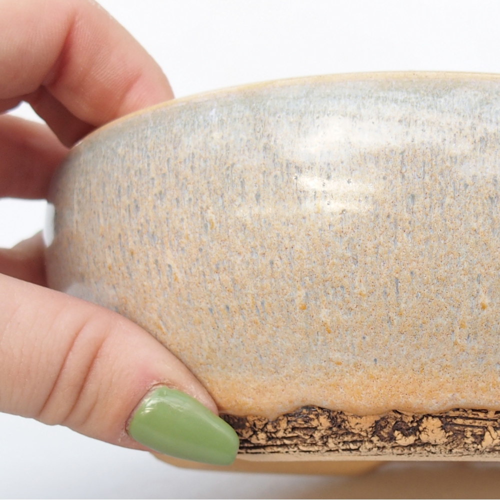 Keramická miska na bonsaje 15 x 15 x 5 cm, zelenohnedá