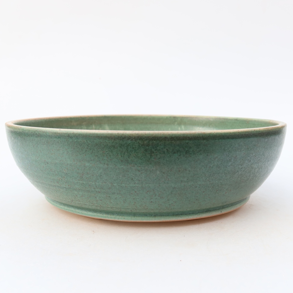 Keramická miska na bonsaje 19,5 × 19,5 × 5,5 cm, farba zelená