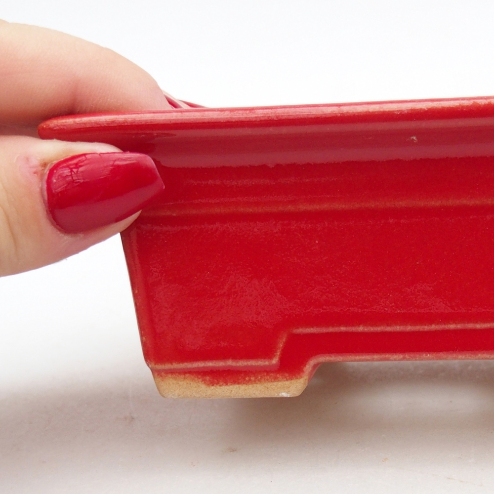 Keramická bonsajová miska 11 x 8,5 x 4 cm, farba červená