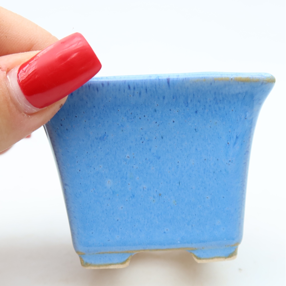 Keramická miska na bonsaje 6,5 x 6,5 x 5 cm, farba: modrá