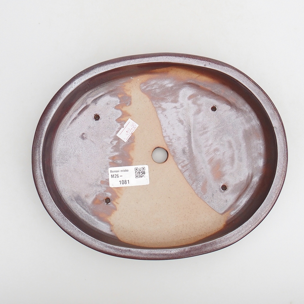 Keramická miska na bonsaje 24 x 19,5 x 4 cm, bordová