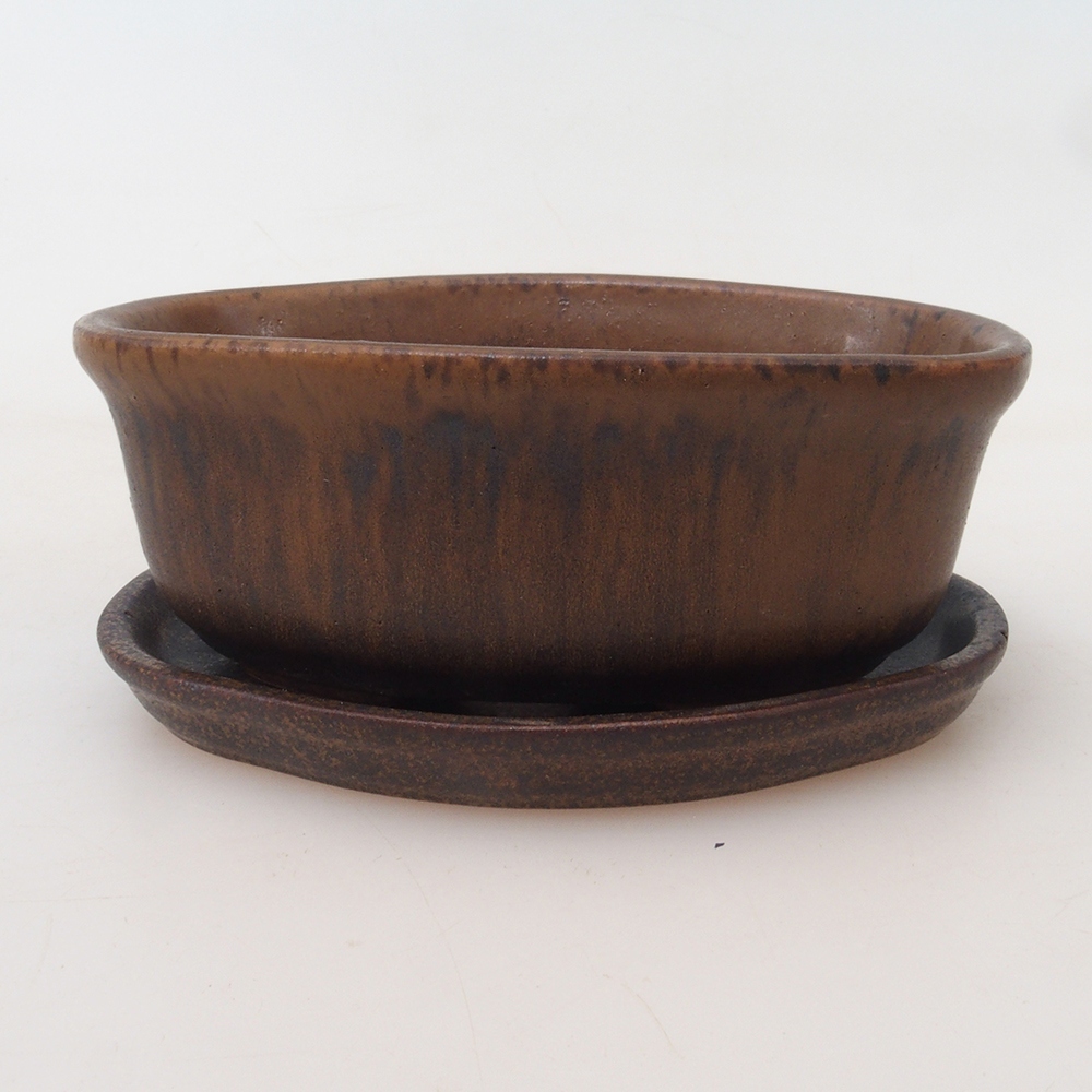 Bonsai miska + podmiska H05 - 11 x 8 x 4 cm. - hnedá