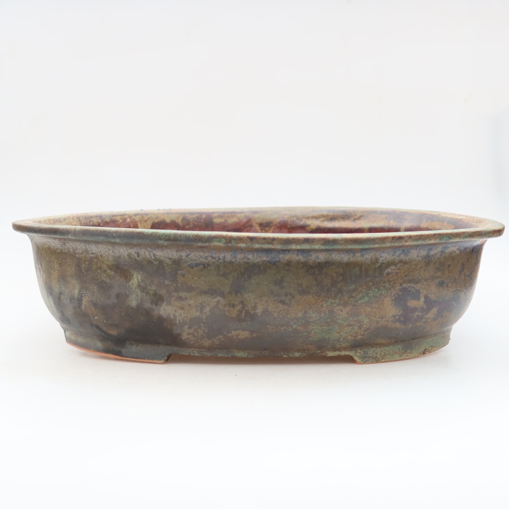 Keramická miska na bonsaje 36 x 28 x 8,5 cm, farba hnedozelená