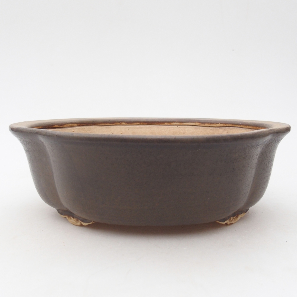 Keramická miska na bonsaje 18,5 x 17 x 6 cm, hnedá