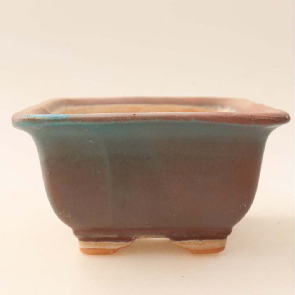 Keramická miska na bonsai 9,5 x 9,5 x 5,5 cm, farba: kovová