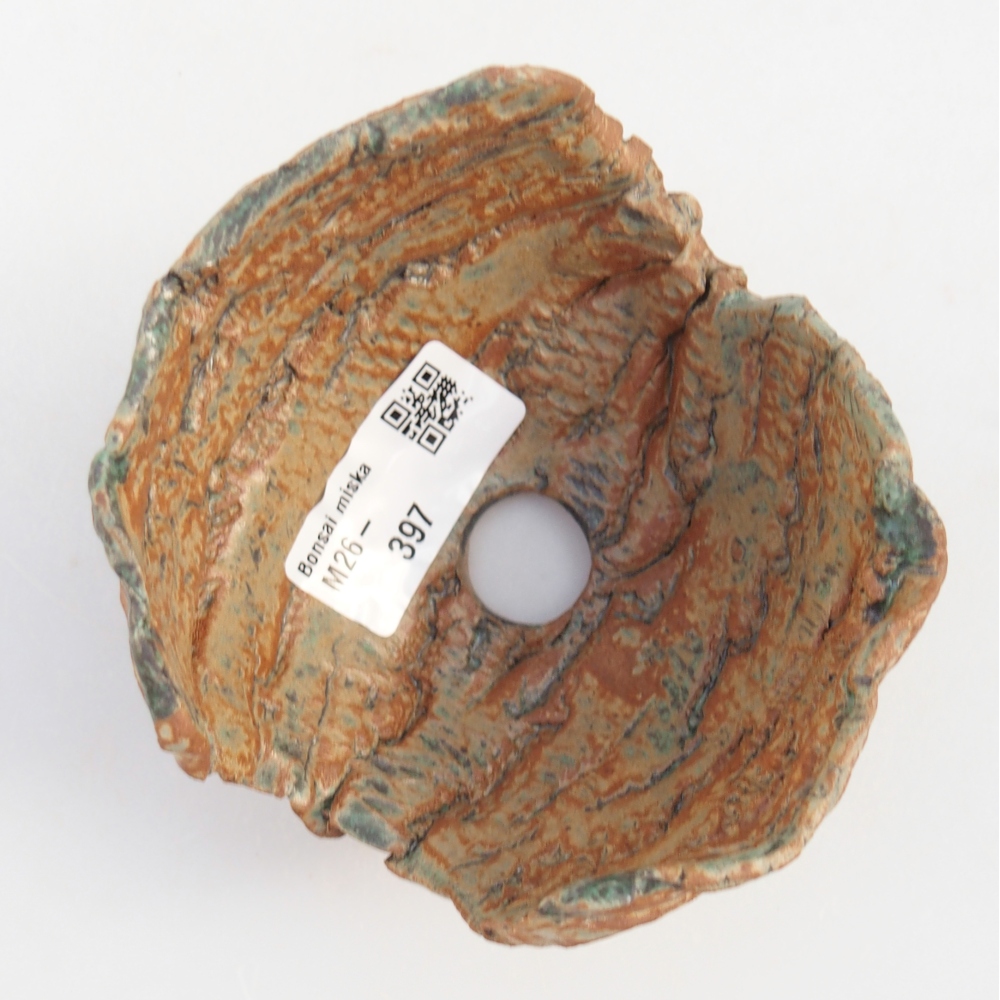 Keramická mušľa 9,5 x 9,5 x 6,5 cm , farba hnedo-zelená