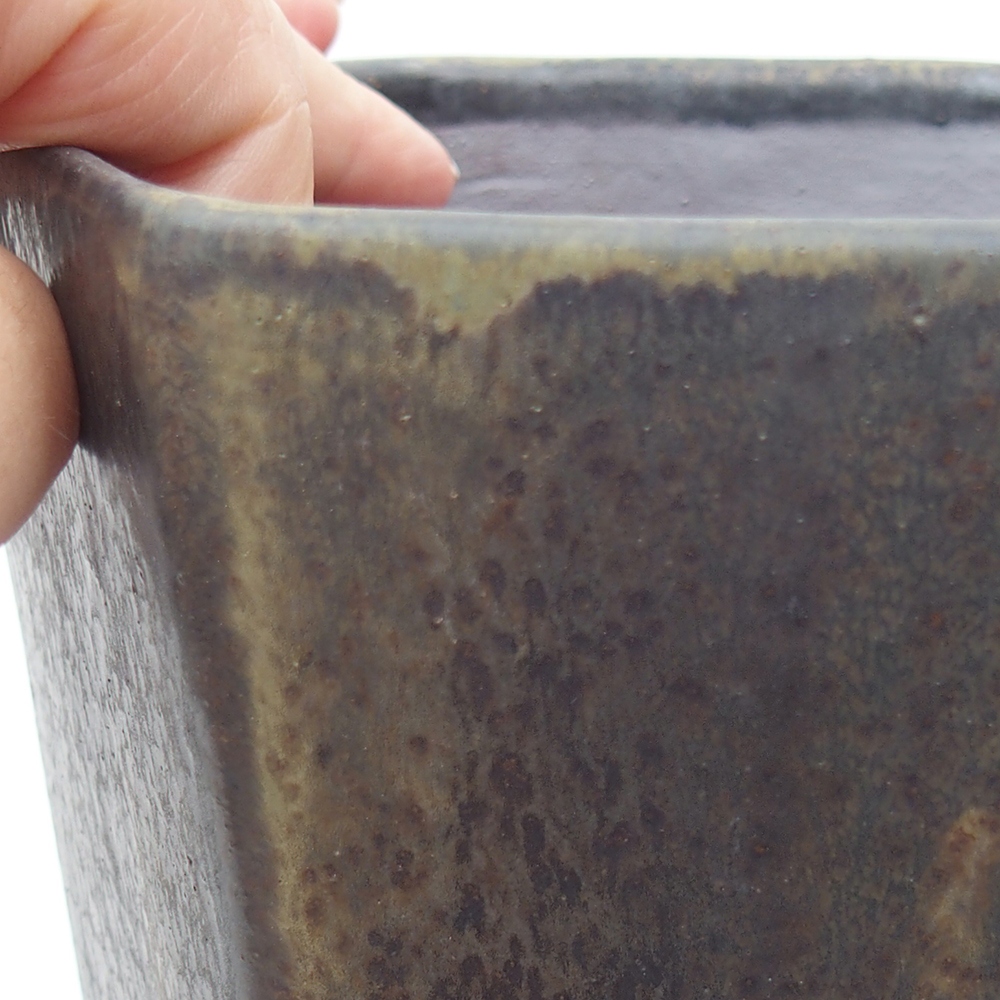 Keramická bonsajová miska 13 x 11,5 x 17 cm, zeleno-šedá