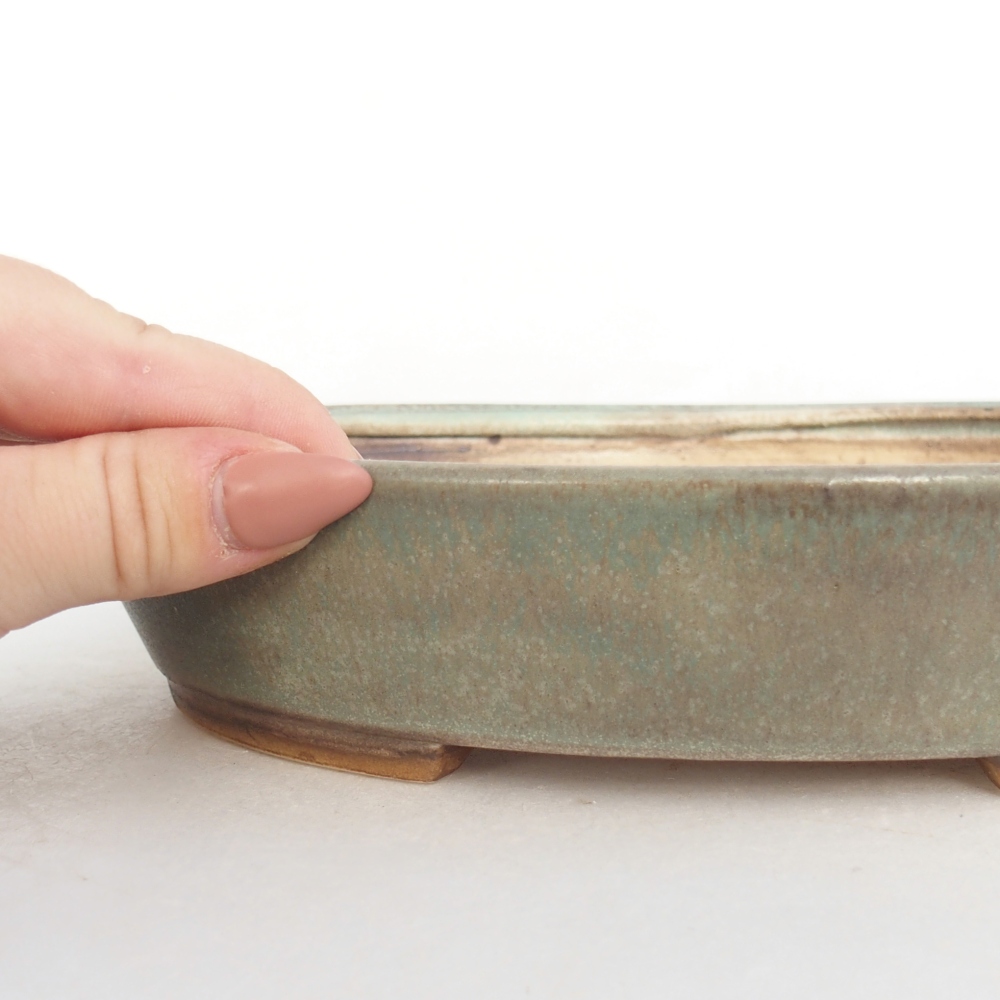 Keramická bonsajová miska 22,5 x 20 x 4,5 cm, zelená