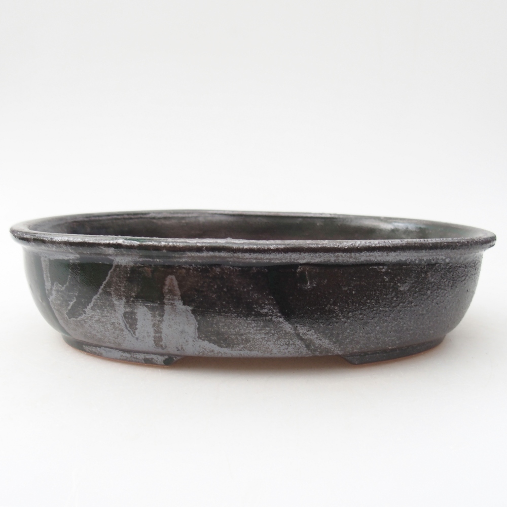 Keramická miska na bonsaje 22 x 17 x 5 cm, zelená metalíza