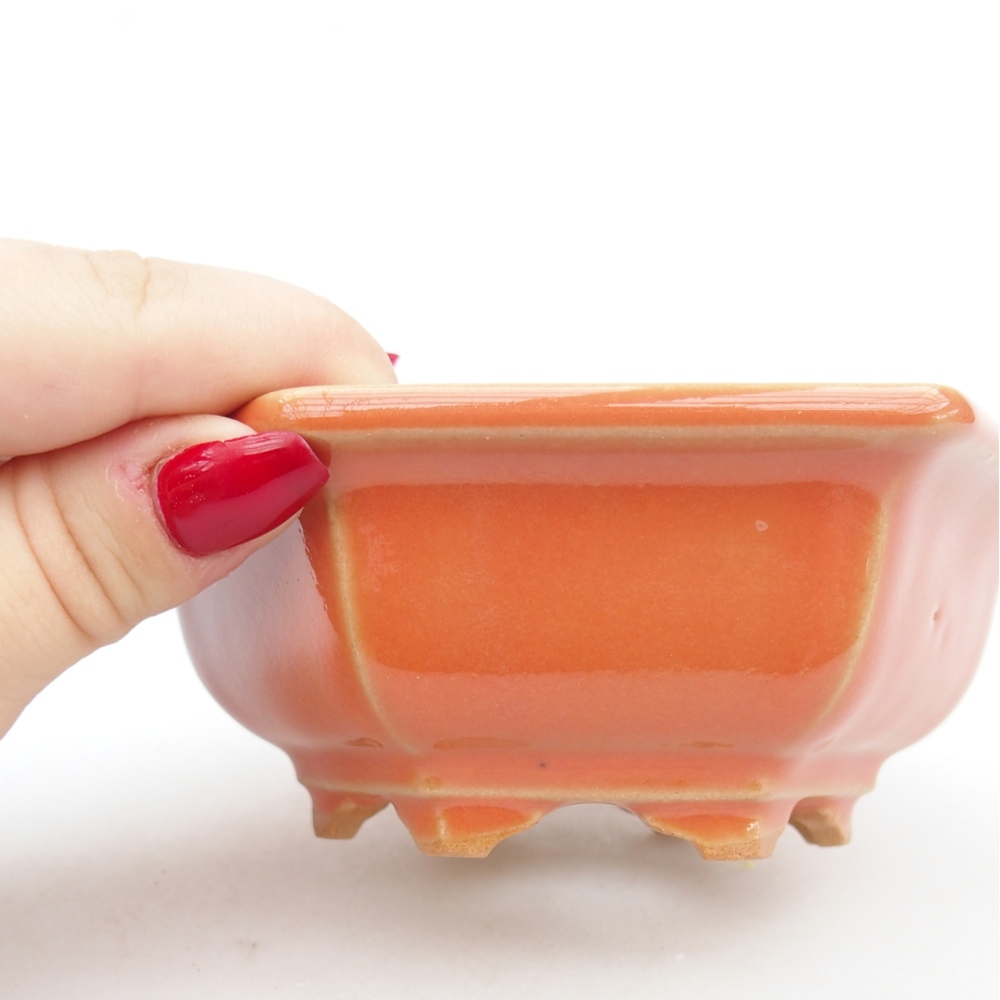 Keramická miska na bonsaje 12 x 10,5 x 4,5 cm, oranžová