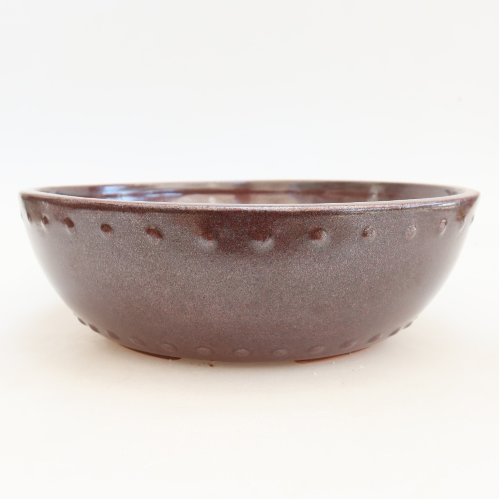 Keramická miska na bonsaje 24,5 x 24,5 x 7,5 cm, farba vínová
