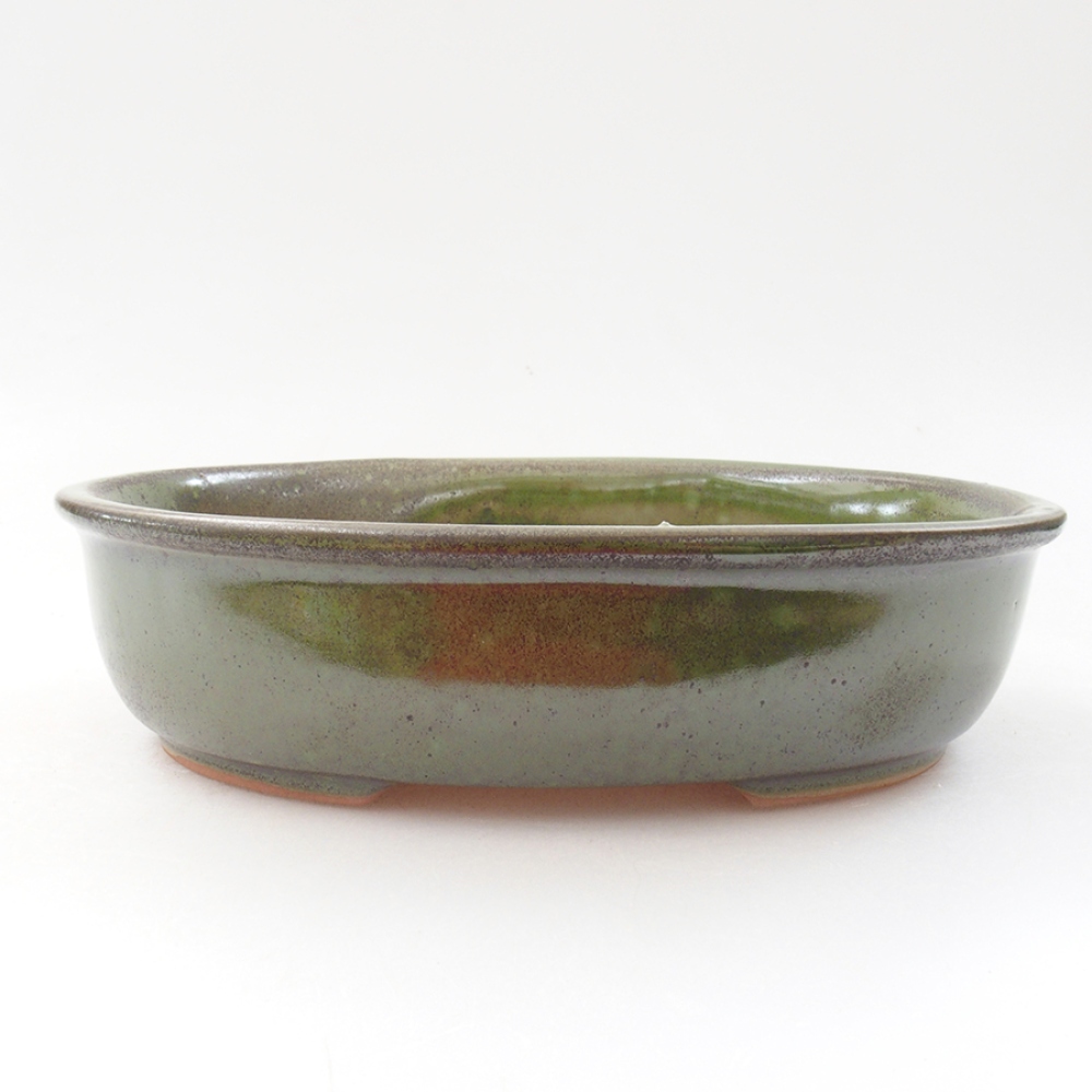 Keramická bonsai miska 18,5 x 14,5 x 5 cm, farba zelená