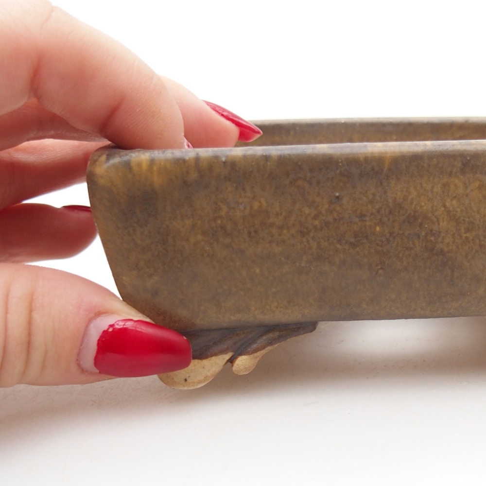 Keramická miska na bonsaje 10 x 8 x 4 cm, hnedá