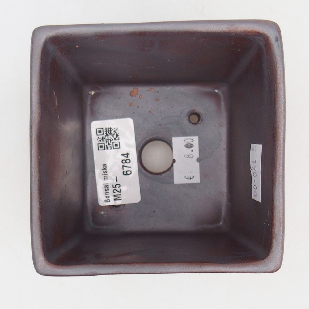 Keramická bonsajová miska 9 x 9 x 8,5 cm, farba kovu