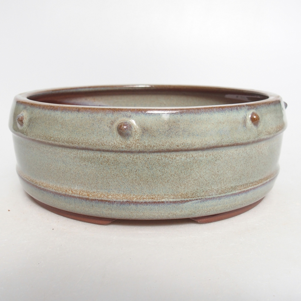 Keramická miska na bonsaje 17,5 x 17,5 x 6,5 cm, zelená