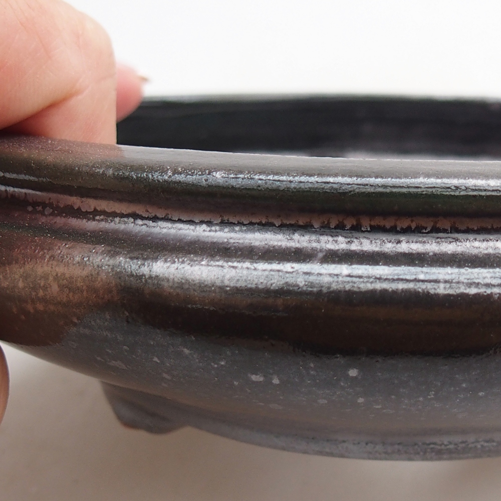 Keramická miska na bonsaje 15 x 15 x 4,5 cm, farba kovu