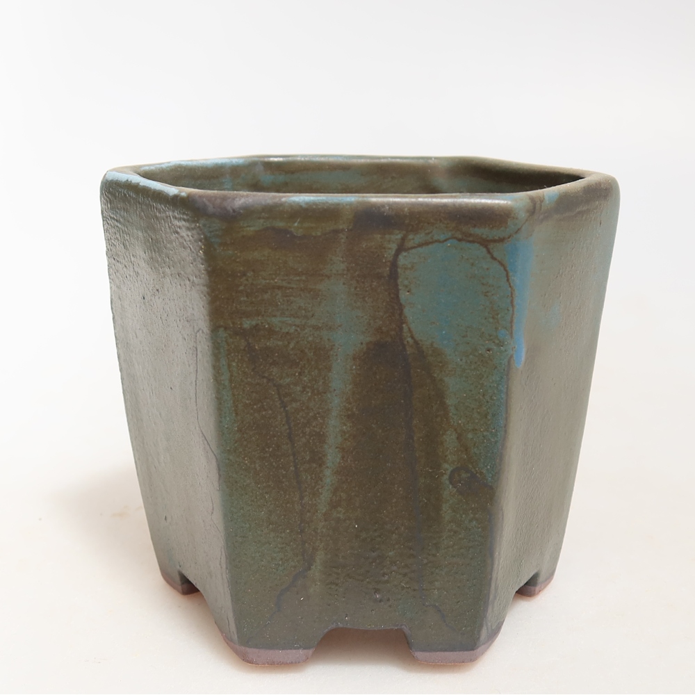 Keramická miska na bonsaje 9 x 8,5 x 8 cm, farba hnedomodrá