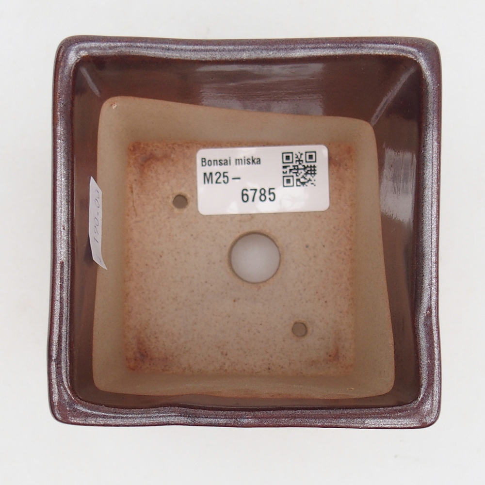 Keramická miska na bonsaje 9 x 9 x 8,5 cm, farba bordová