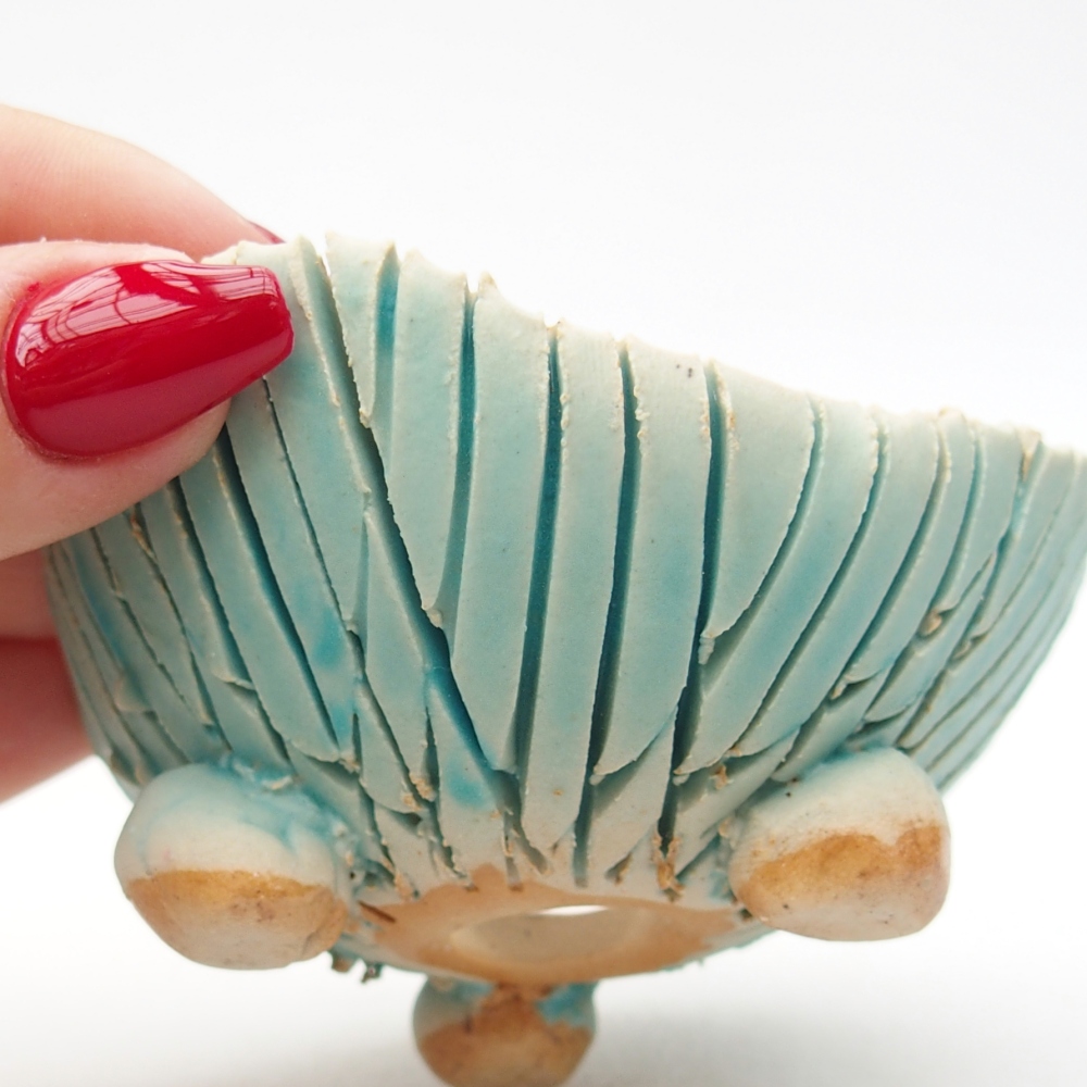 Keramická mušľa 7,5 x 8 x 4 cm , farba modrá